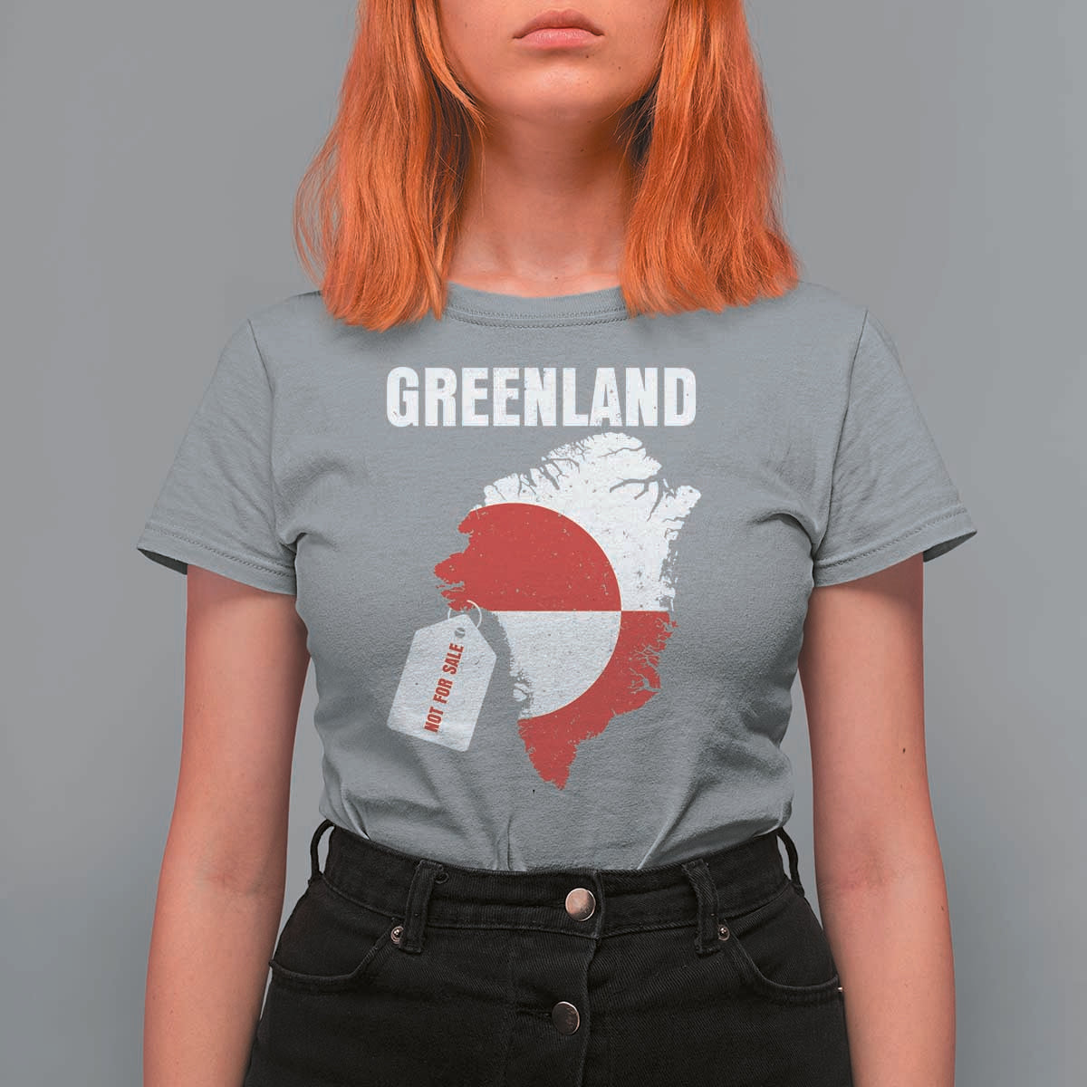 Greenland Not For Sale Patriotic T Shirt For Women Grunge Flag and Price Tag Protest
