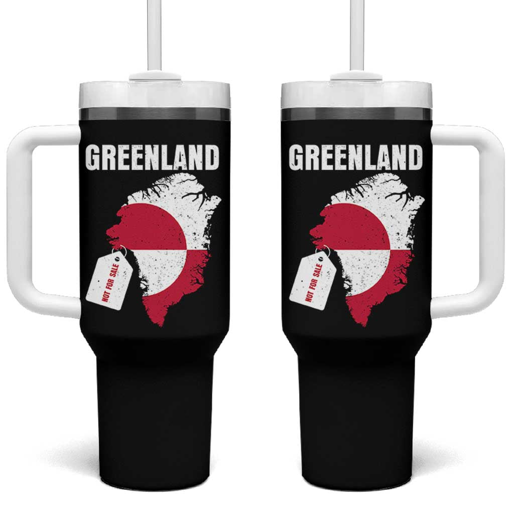Greenland Not For Sale Patriotic Tumbler With Handle Grunge Flag and Price Tag Protest