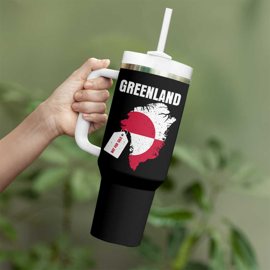 Greenland Not For Sale Patriotic Tumbler With Handle Grunge Flag and Price Tag Protest
