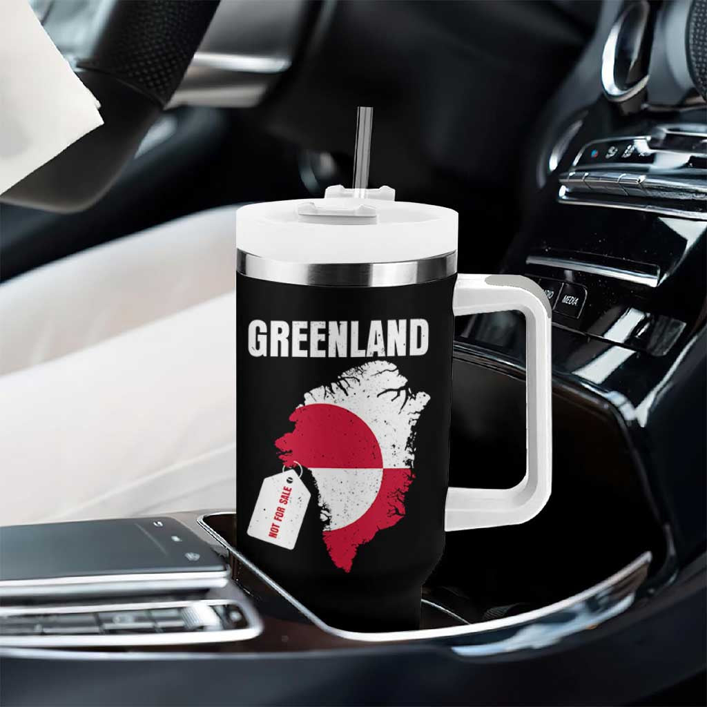 Greenland Not For Sale Patriotic Tumbler With Handle Grunge Flag and Price Tag Protest