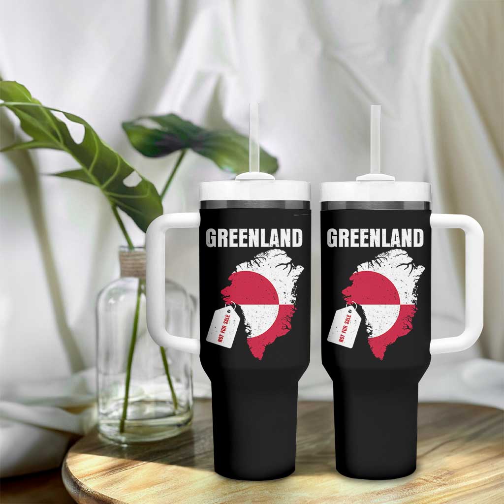 Greenland Not For Sale Patriotic Tumbler With Handle Grunge Flag and Price Tag Protest