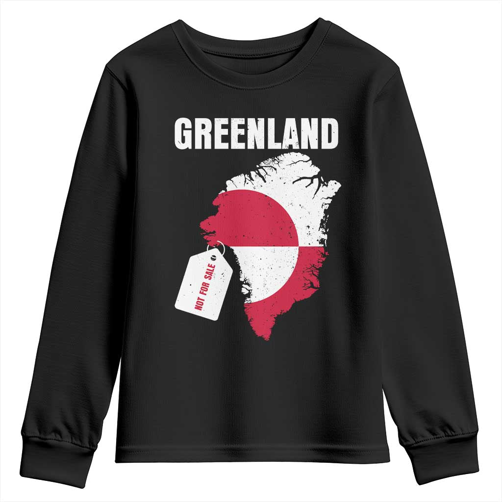 Greenland Not For Sale Patriotic Youth Sweatshirt Grunge Flag and Price Tag Protest