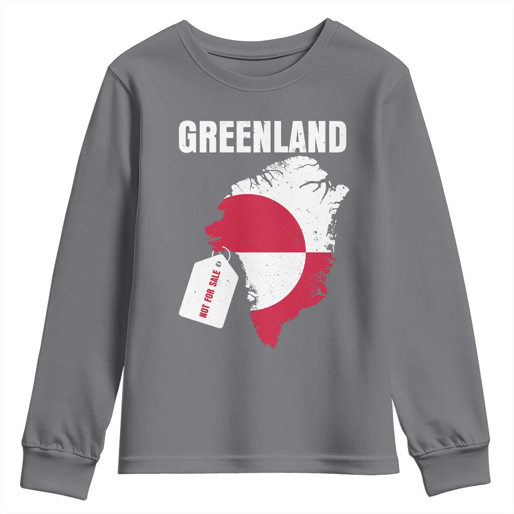 Greenland Not For Sale Patriotic Youth Sweatshirt Grunge Flag and Price Tag Protest