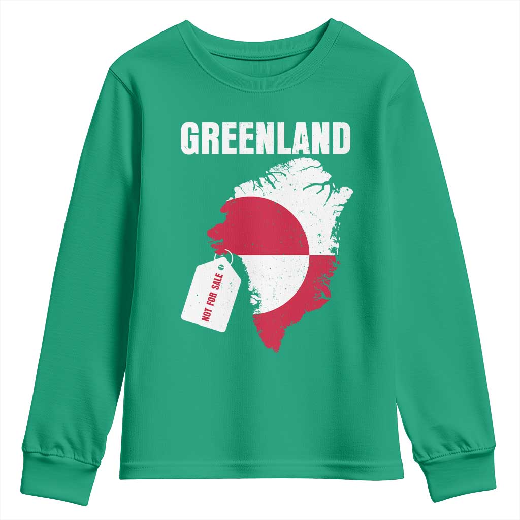 Greenland Not For Sale Patriotic Youth Sweatshirt Grunge Flag and Price Tag Protest