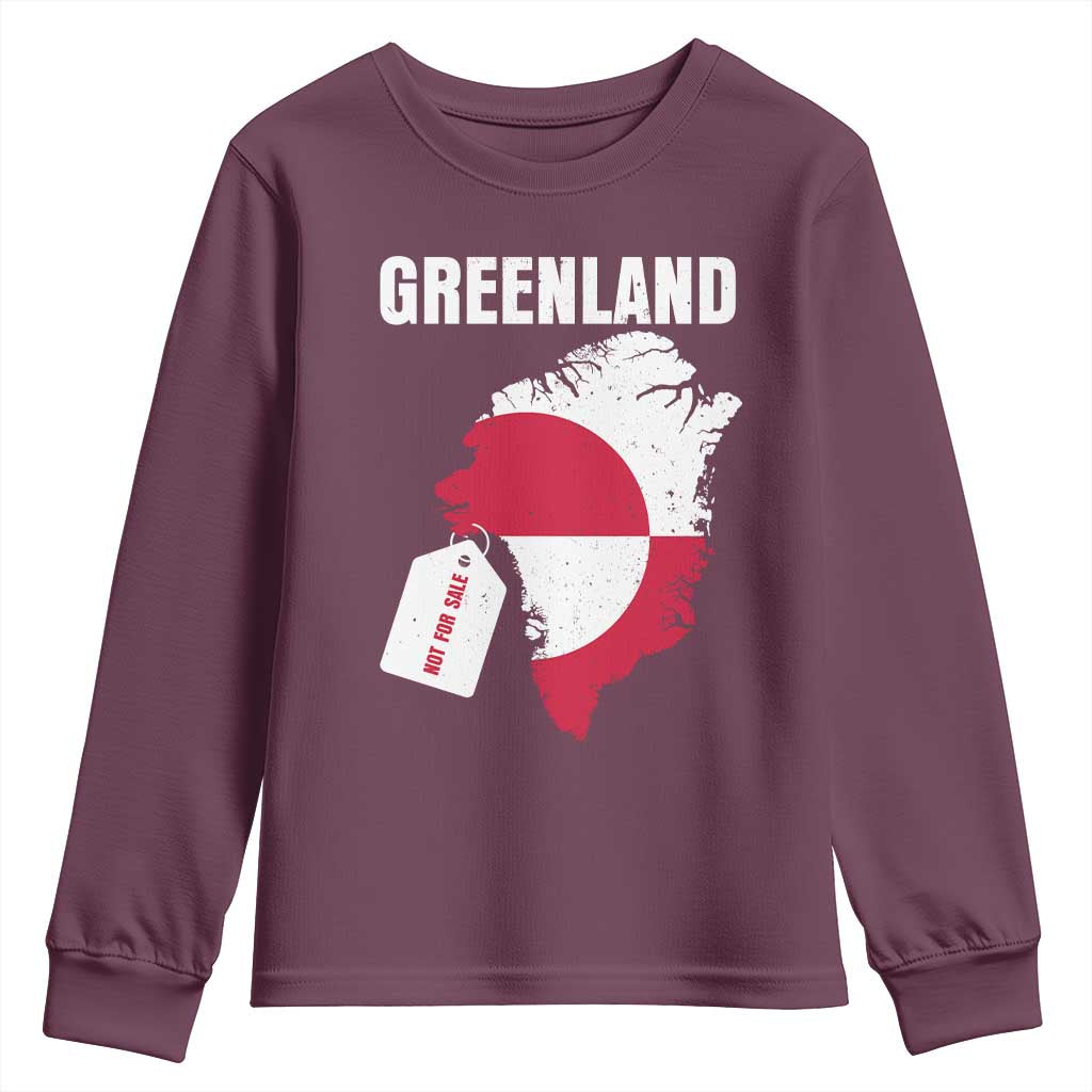 Greenland Not For Sale Patriotic Youth Sweatshirt Grunge Flag and Price Tag Protest