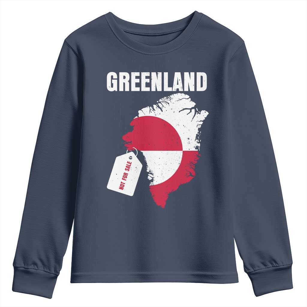 Greenland Not For Sale Patriotic Youth Sweatshirt Grunge Flag and Price Tag Protest
