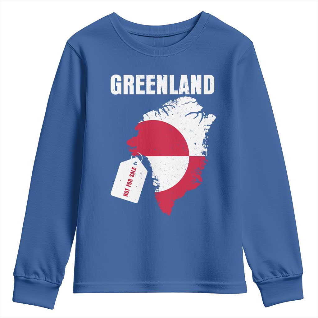 Greenland Not For Sale Patriotic Youth Sweatshirt Grunge Flag and Price Tag Protest