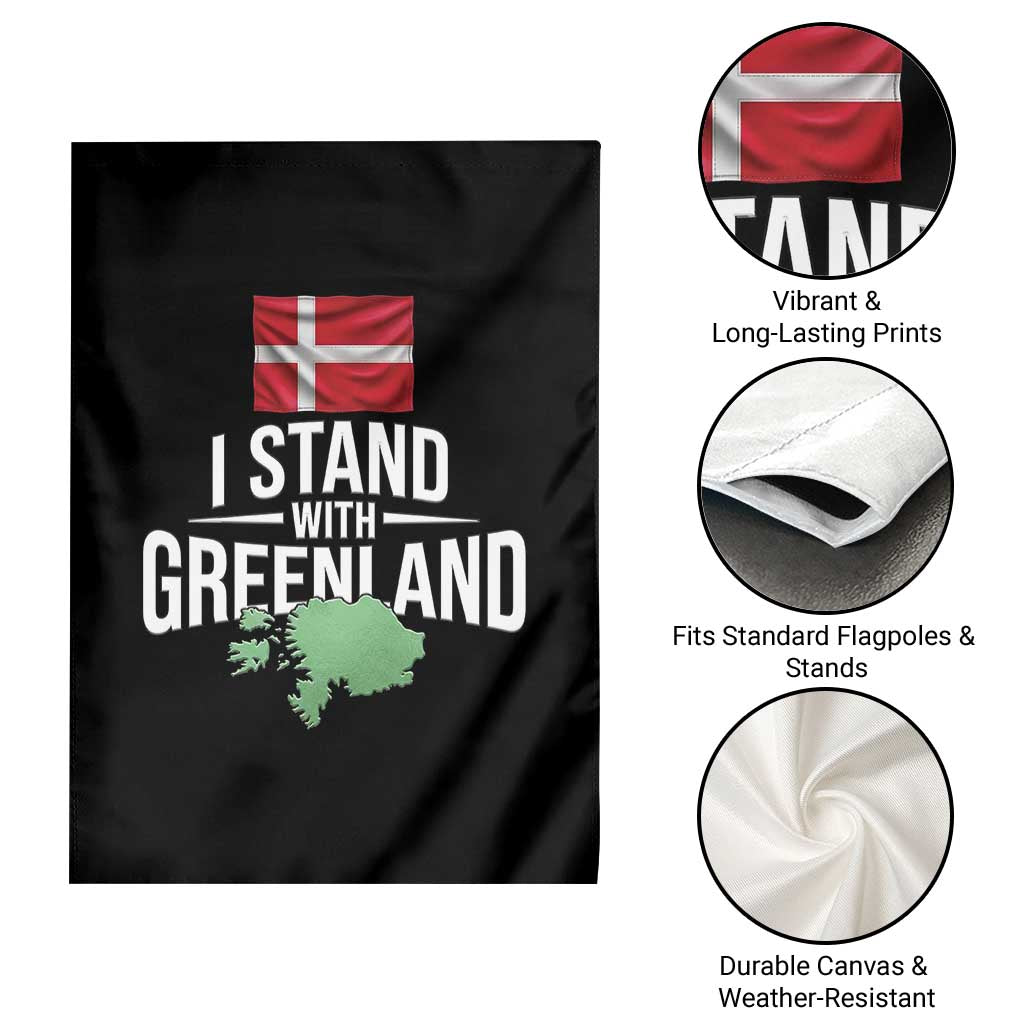 Denmark I Stand With Greenland Garden Flag Danish Flag and Map Unity Support Protest