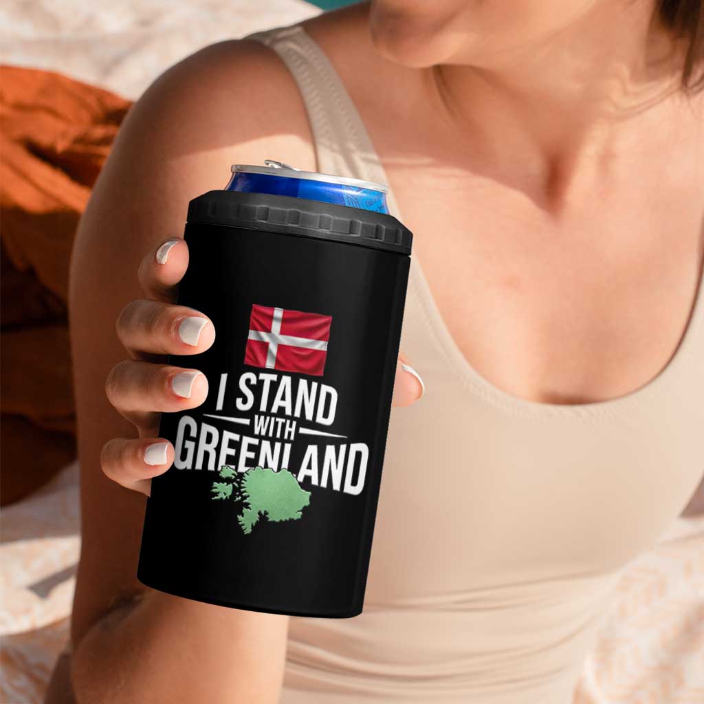 Denmark I Stand With Greenland 4 in 1 Can Cooler Tumbler Danish Flag and Map Unity Support Protest