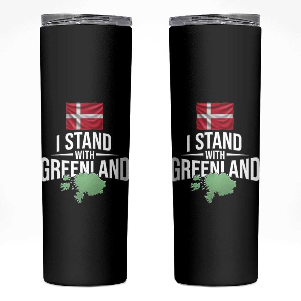 Denmark I Stand With Greenland Skinny Tumbler Danish Flag and Map Unity Support Protest