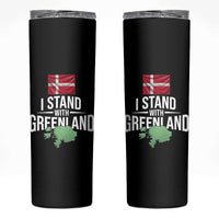 Denmark I Stand With Greenland Skinny Tumbler Danish Flag and Map Unity Support Protest