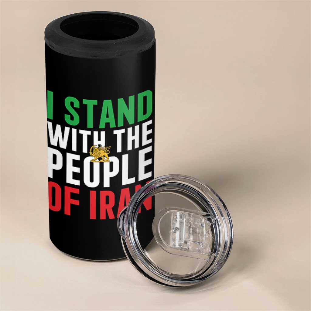 I Stand With The People of Iran 4 in 1 Can Cooler Tumbler Iranian Revolution Freedom Supporter