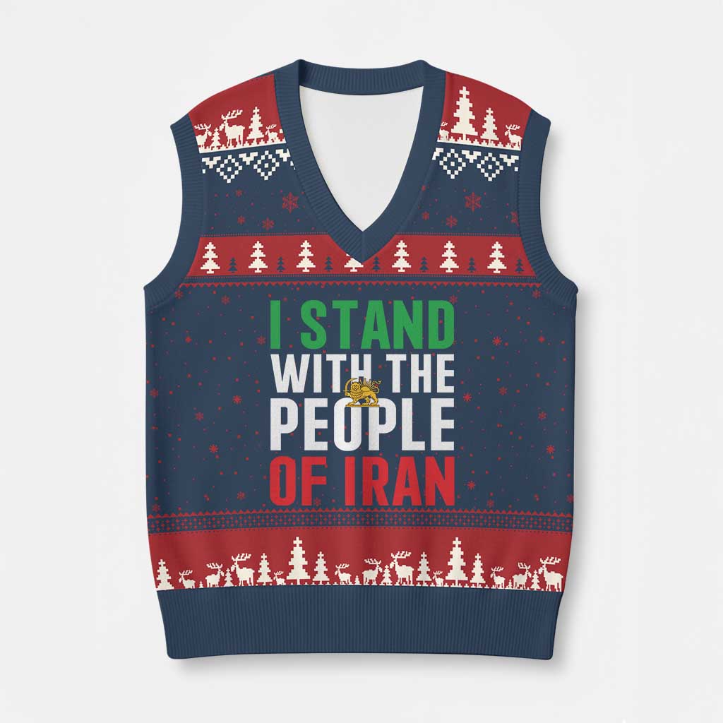 Denmark I Stand With Greenland V-Neck Knit Sweater Vest Danish Flag and Map Unity Support Protest