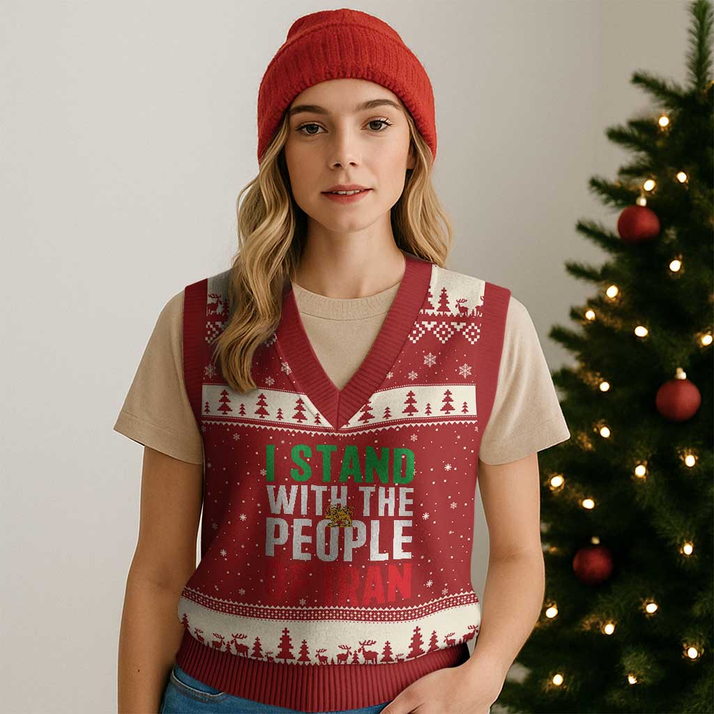 Denmark I Stand With Greenland V-Neck Knit Sweater Vest Danish Flag and Map Unity Support Protest