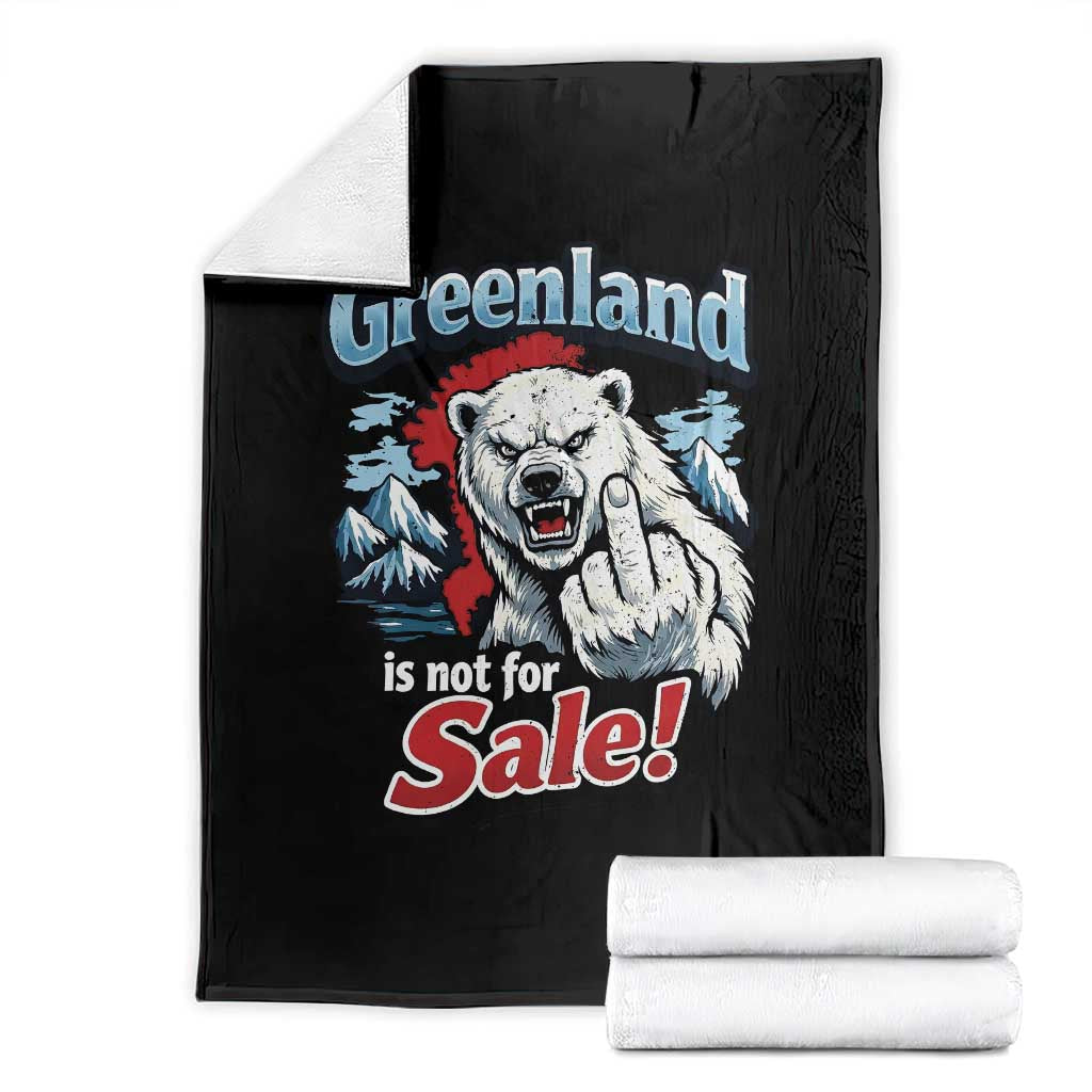 Greenland Is Not For Sale Protest Throw Blanket Aggressive Polar Bear with Middle Finger Graphic