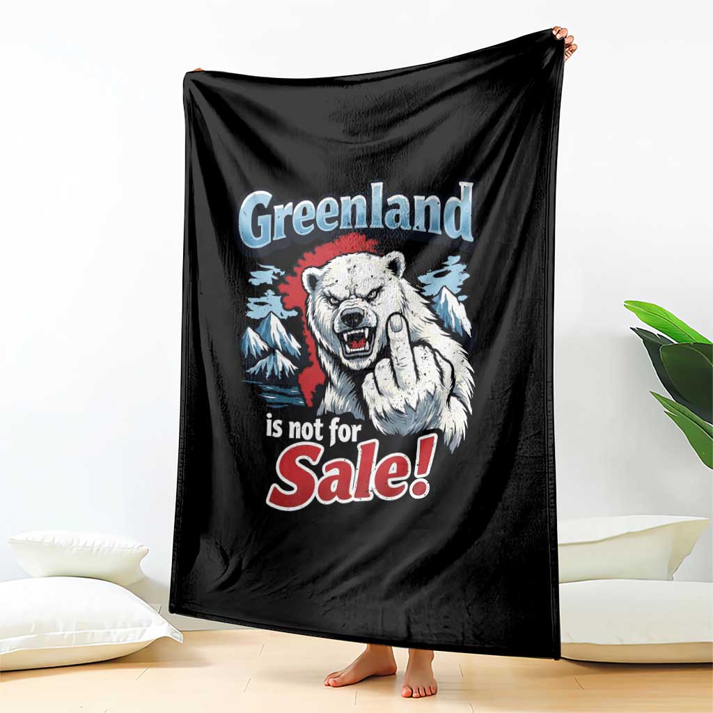 Greenland Is Not For Sale Protest Throw Blanket Aggressive Polar Bear with Middle Finger Graphic
