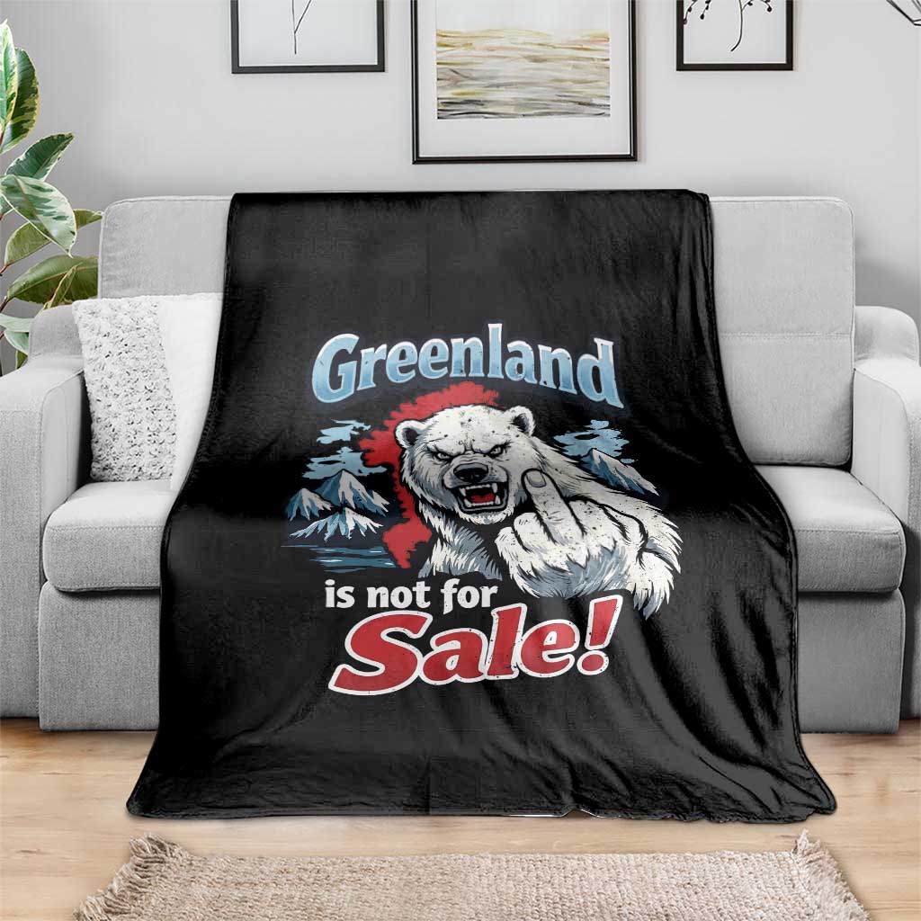 Greenland Is Not For Sale Protest Throw Blanket Aggressive Polar Bear with Middle Finger Graphic