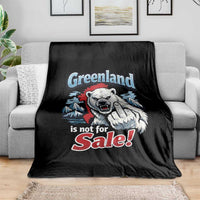 Greenland Is Not For Sale Protest Throw Blanket Aggressive Polar Bear with Middle Finger Graphic