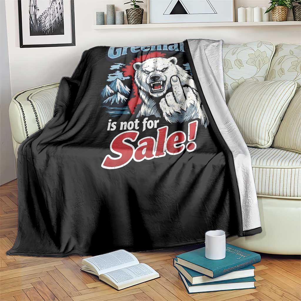 Greenland Is Not For Sale Protest Throw Blanket Aggressive Polar Bear with Middle Finger Graphic