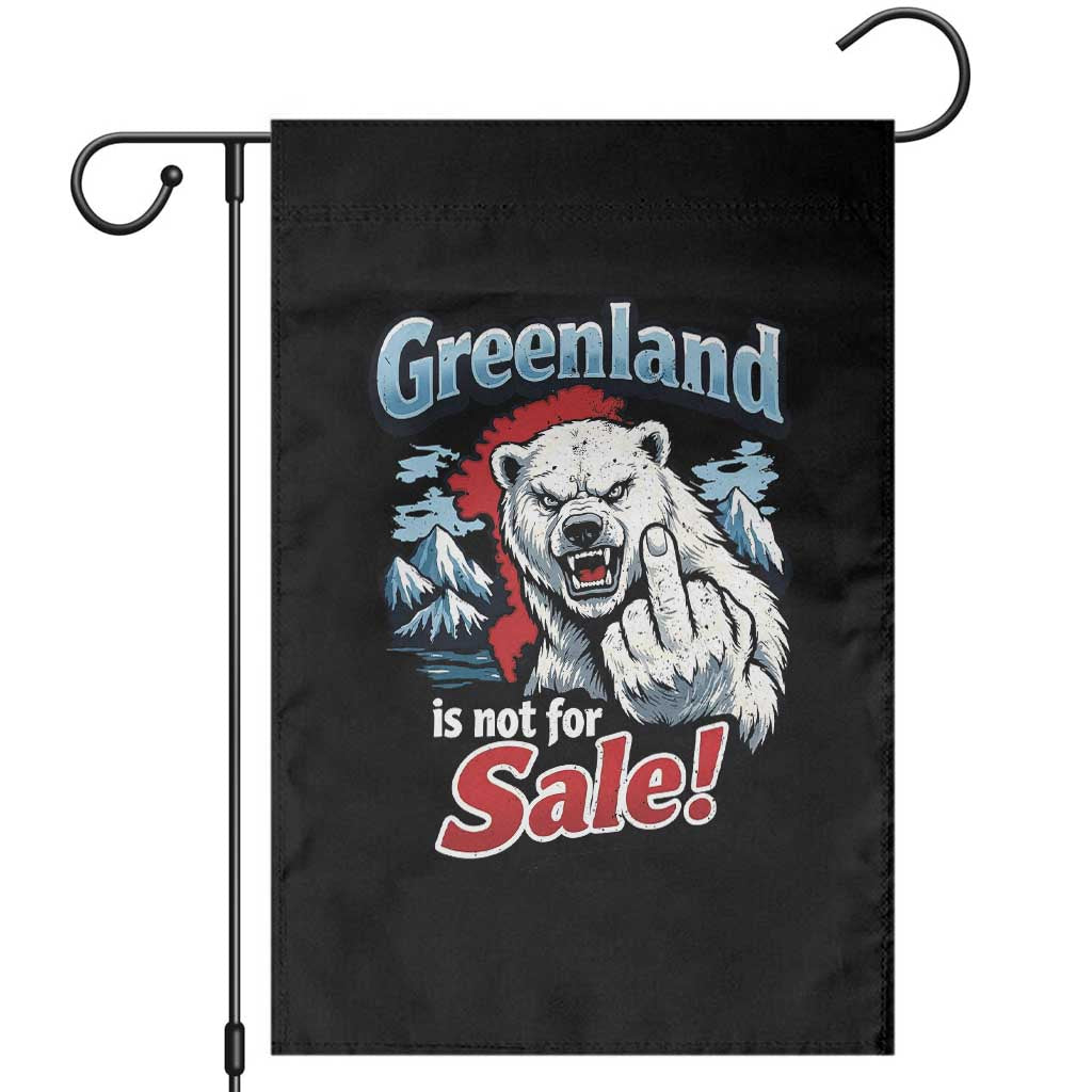 Greenland Is Not For Sale Protest Garden Flag Aggressive Polar Bear with Middle Finger Graphic