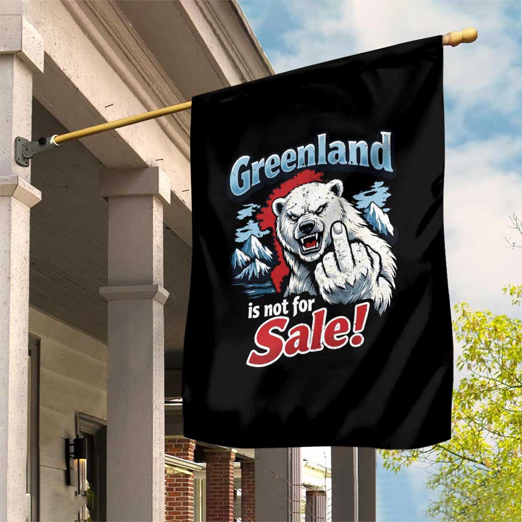 Greenland Is Not For Sale Protest Garden Flag Aggressive Polar Bear with Middle Finger Graphic
