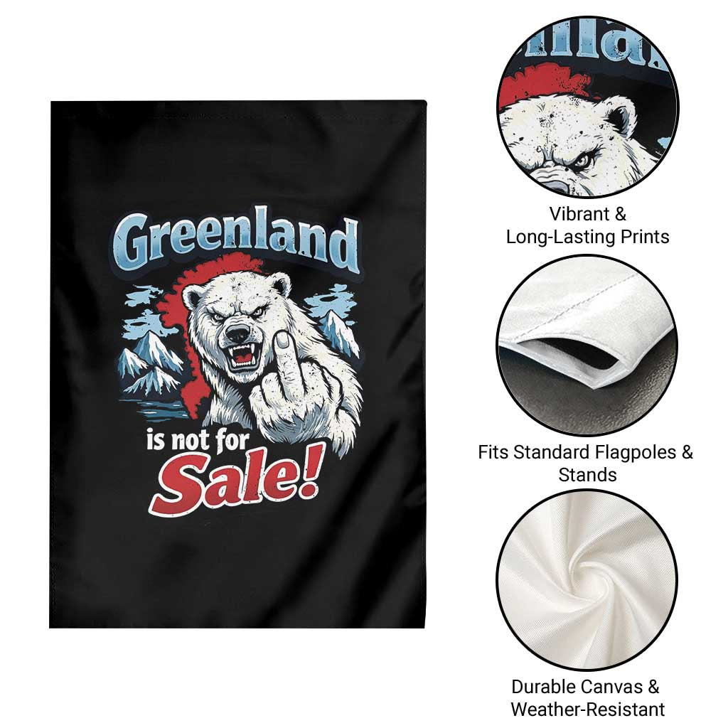 Greenland Is Not For Sale Protest Garden Flag Aggressive Polar Bear with Middle Finger Graphic