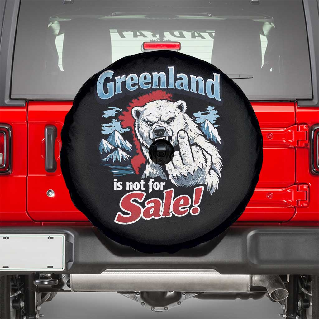 Greenland Is Not For Sale Protest Spare Tire Cover Aggressive Polar Bear with Middle Finger Graphic