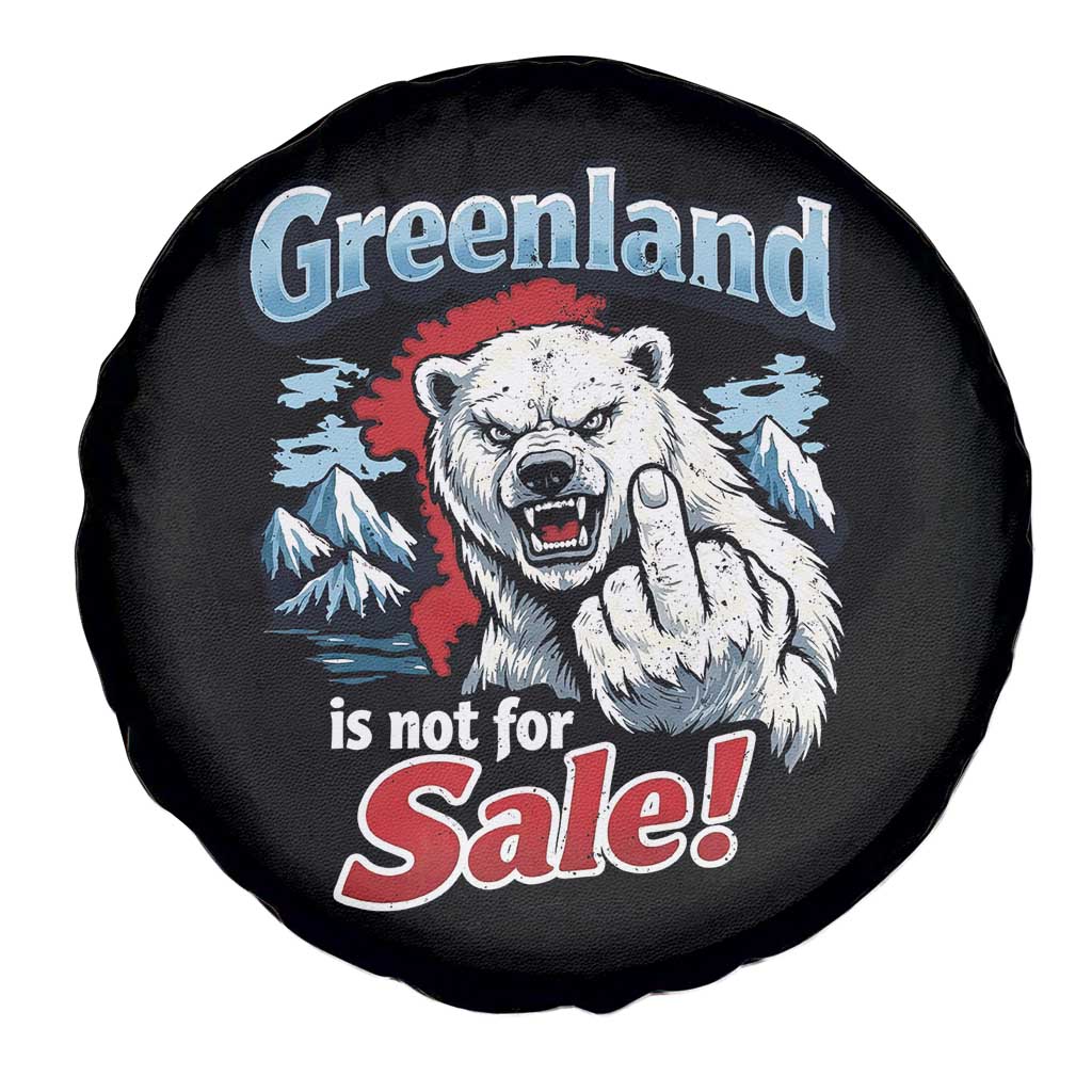 Greenland Is Not For Sale Protest Spare Tire Cover Aggressive Polar Bear with Middle Finger Graphic
