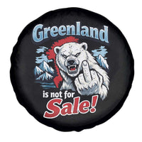 Greenland Is Not For Sale Protest Spare Tire Cover Aggressive Polar Bear with Middle Finger Graphic