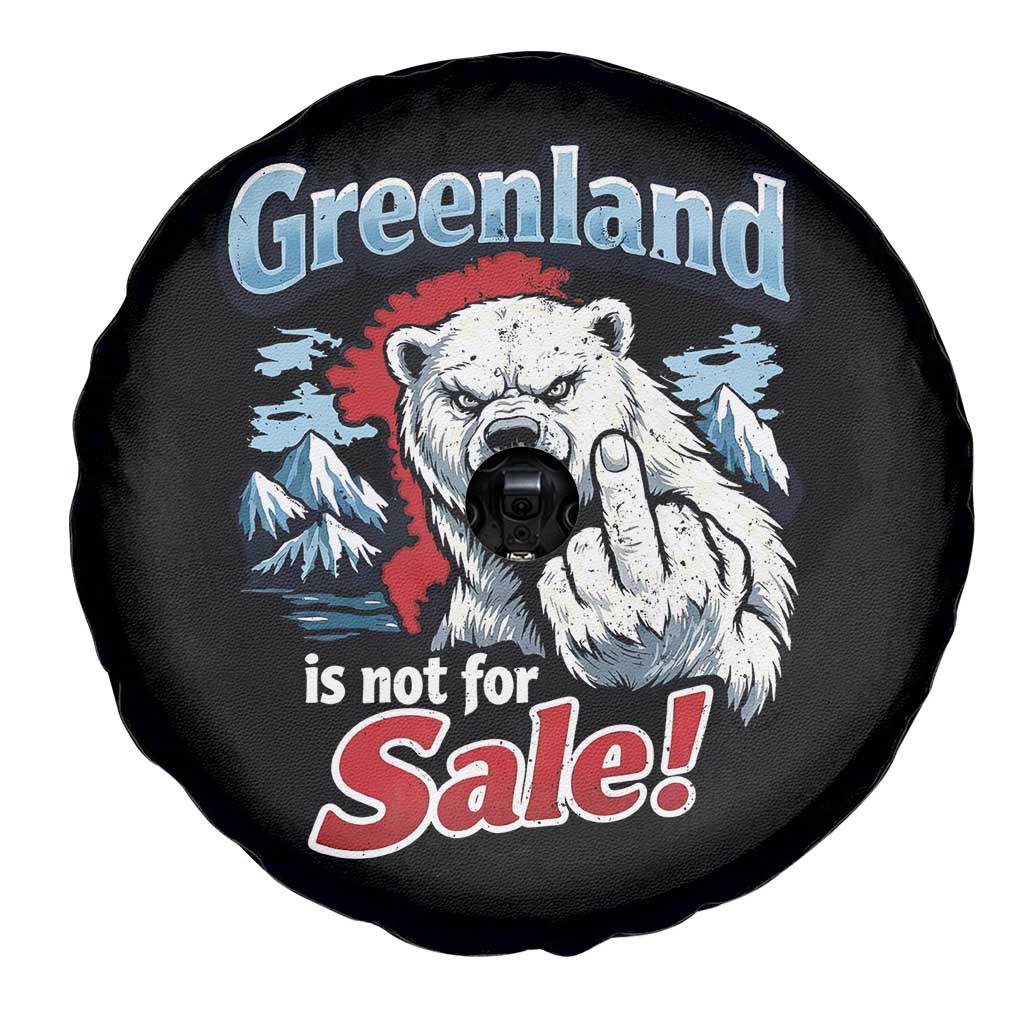 Greenland Is Not For Sale Protest Spare Tire Cover Aggressive Polar Bear with Middle Finger Graphic