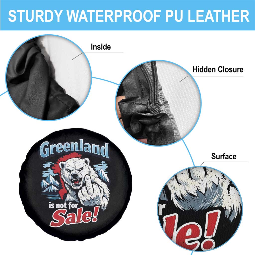 Greenland Is Not For Sale Protest Spare Tire Cover Aggressive Polar Bear with Middle Finger Graphic