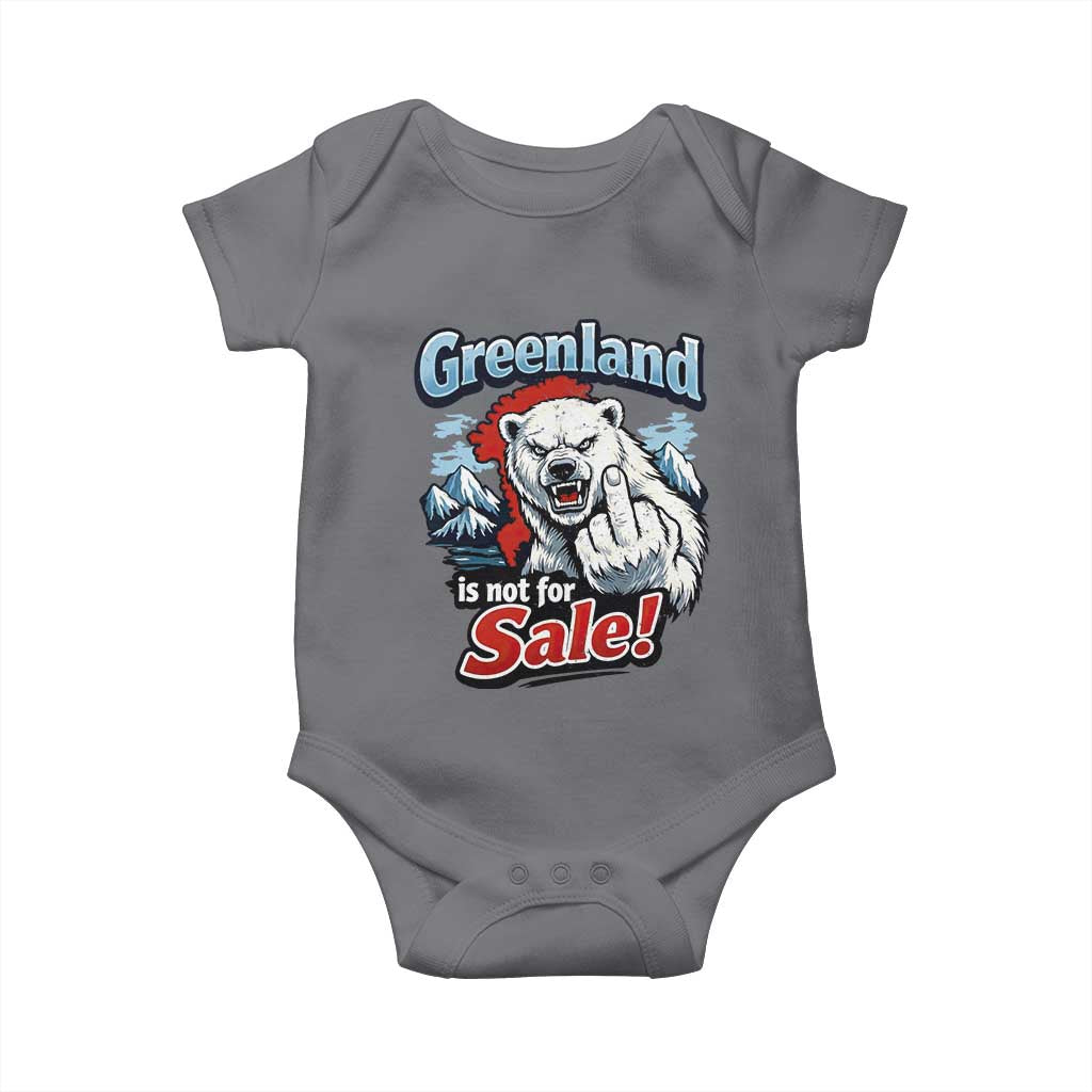 Greenland Is Not For Sale Protest Baby Onesie Aggressive Polar Bear with Middle Finger Graphic