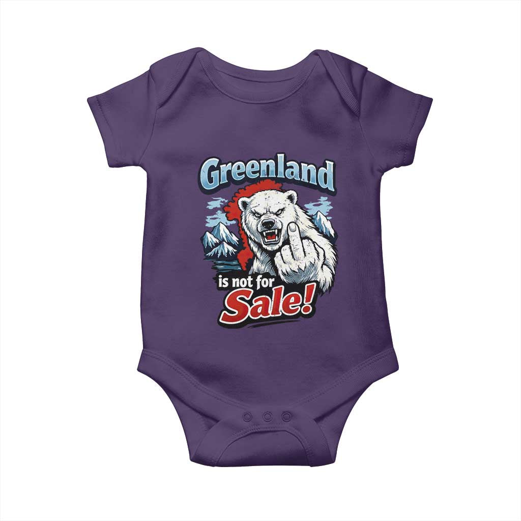 Greenland Is Not For Sale Protest Baby Onesie Aggressive Polar Bear with Middle Finger Graphic