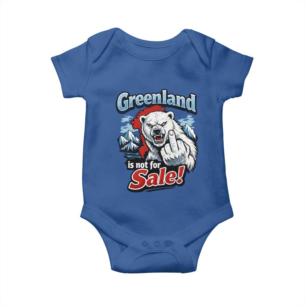 Greenland Is Not For Sale Protest Baby Onesie Aggressive Polar Bear with Middle Finger Graphic
