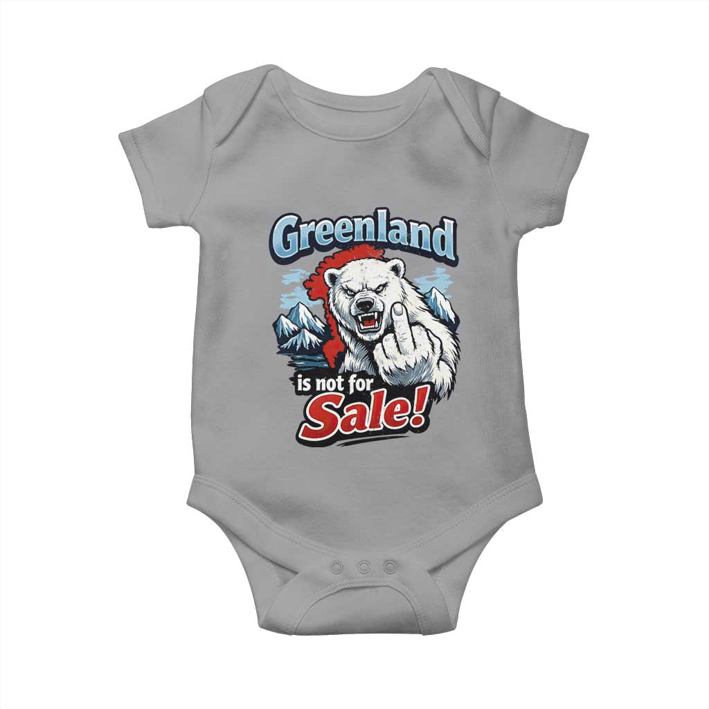 Greenland Is Not For Sale Protest Baby Onesie Aggressive Polar Bear with Middle Finger Graphic
