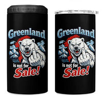 Greenland Is Not For Sale Protest 4 in 1 Can Cooler Tumbler Aggressive Polar Bear with Middle Finger Graphic