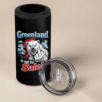 Greenland Is Not For Sale Protest 4 in 1 Can Cooler Tumbler Aggressive Polar Bear with Middle Finger Graphic
