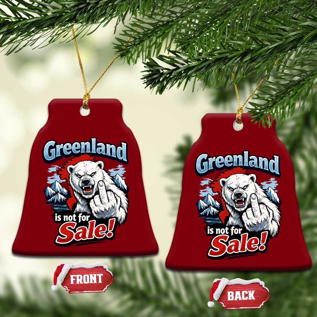 Greenland Is Not For Sale Protest Ceramic Ornament Aggressive Polar Bear with Middle Finger Graphic