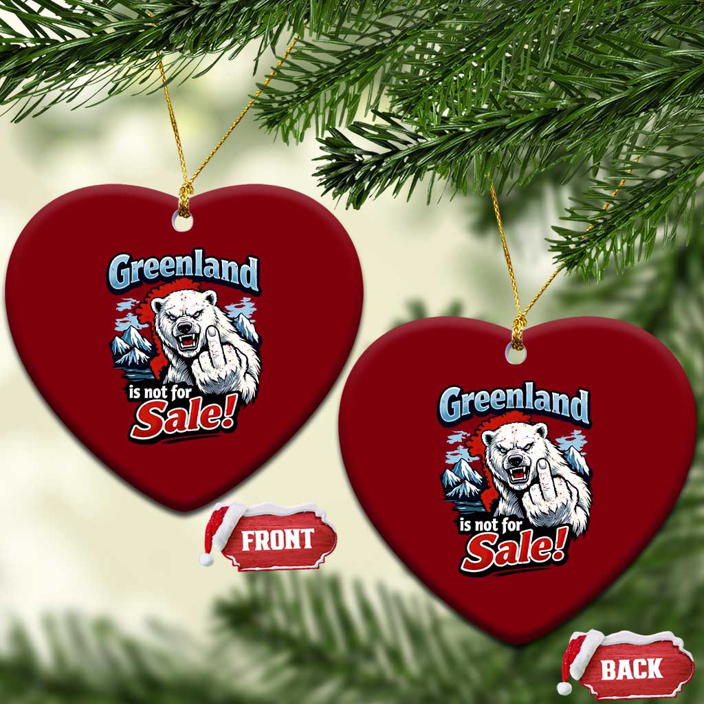 Greenland Is Not For Sale Protest Ceramic Ornament Aggressive Polar Bear with Middle Finger Graphic
