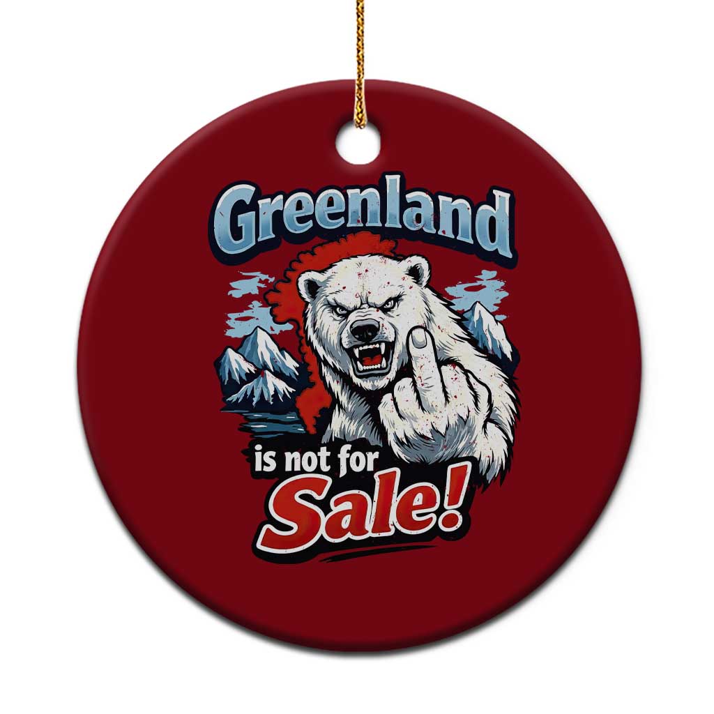 Greenland Is Not For Sale Protest Ceramic Ornament Aggressive Polar Bear with Middle Finger Graphic