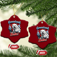 Greenland Is Not For Sale Protest Ceramic Ornament Aggressive Polar Bear with Middle Finger Graphic