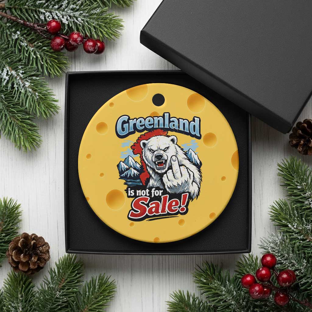 Greenland Is Not For Sale Protest Ceramic Ornament Aggressive Polar Bear with Middle Finger Graphic