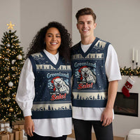 Greenland Is Not For Sale Protest V-Neck Knit Sweater Vest Aggressive Polar Bear with Middle Finger Graphic