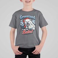 Greenland Is Not For Sale Protest T Shirt For Kid Aggressive Polar Bear with Middle Finger Graphic