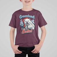 Greenland Is Not For Sale Protest T Shirt For Kid Aggressive Polar Bear with Middle Finger Graphic