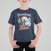 Greenland Is Not For Sale Protest T Shirt For Kid Aggressive Polar Bear with Middle Finger Graphic