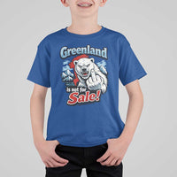 Greenland Is Not For Sale Protest T Shirt For Kid Aggressive Polar Bear with Middle Finger Graphic