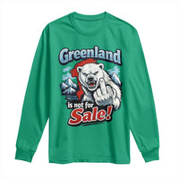 Greenland Is Not For Sale Protest Long Sleeve Shirt Aggressive Polar Bear with Middle Finger Graphic
