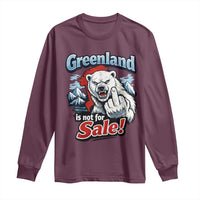 Greenland Is Not For Sale Protest Long Sleeve Shirt Aggressive Polar Bear with Middle Finger Graphic