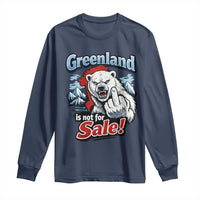 Greenland Is Not For Sale Protest Long Sleeve Shirt Aggressive Polar Bear with Middle Finger Graphic